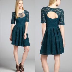 BCBG Dark Teal Lace Cocktail Dress